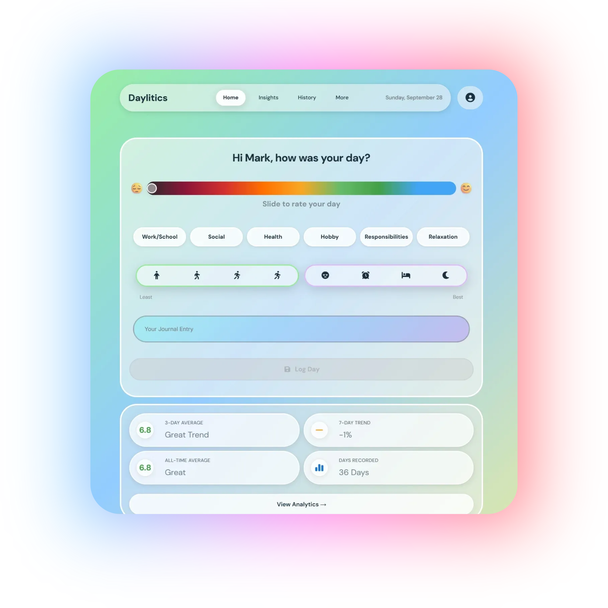 Daylitics App Interface Preview